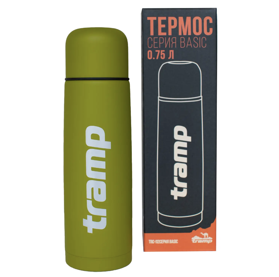 Термос для чая и напитков Tramp Basic с нержавейки держит 12 ч. 0,75 л (TRC-112-olive) - фото 1