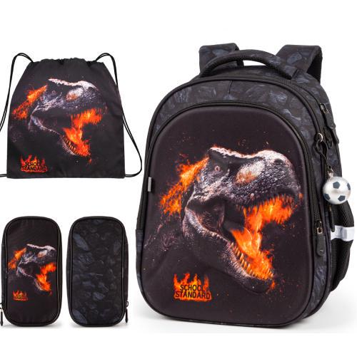 Рюкзак ортопедический с пеналом и мешком 3 в 1 для мальчика с Динозавром School Standard 38х30х18 см для начальной школы (Full 150-51