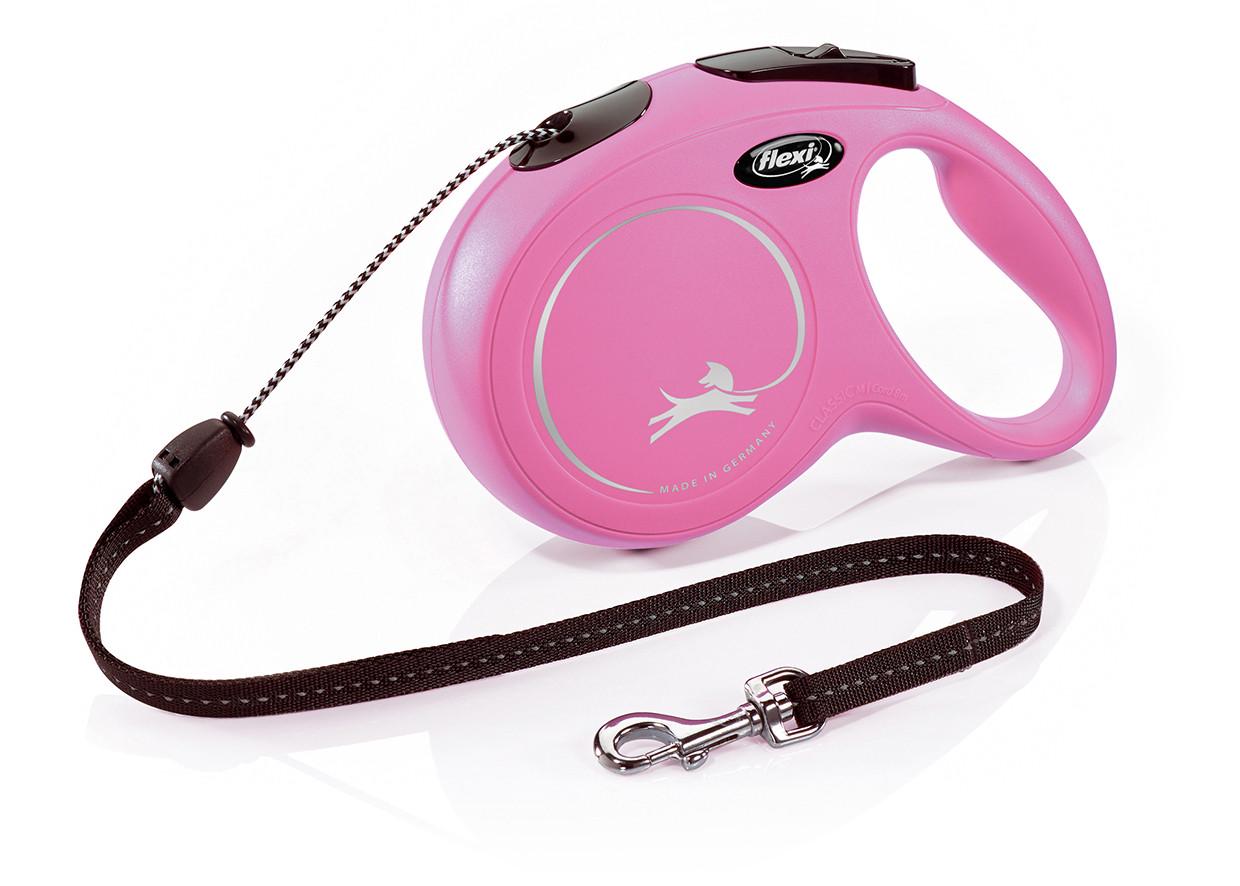 Повідець-рулетка Flexi New Classic для собак до 20 кг з тросом 8 м M Рожевий (1789922907)