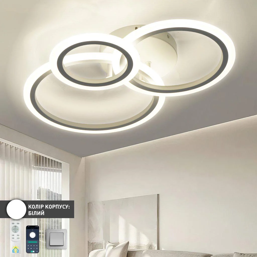 Люстра светодиодная ESLLSE TRIO 3R с пультом 70 Вт 510x380x107 мм Белый (10618) - фото 8 Люстра светодиодная ESLLSE TRIO 3R с пультом 70 Вт 510x380x107 мм Белый (10618) - фото 8