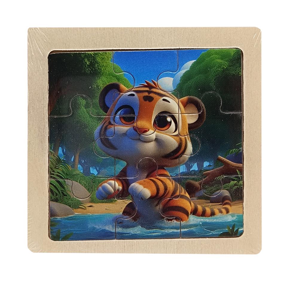 Пазл-вкладиш дерев'яний дитячий Тигренятко MD 1506-16 9 ел. (RLT52748)