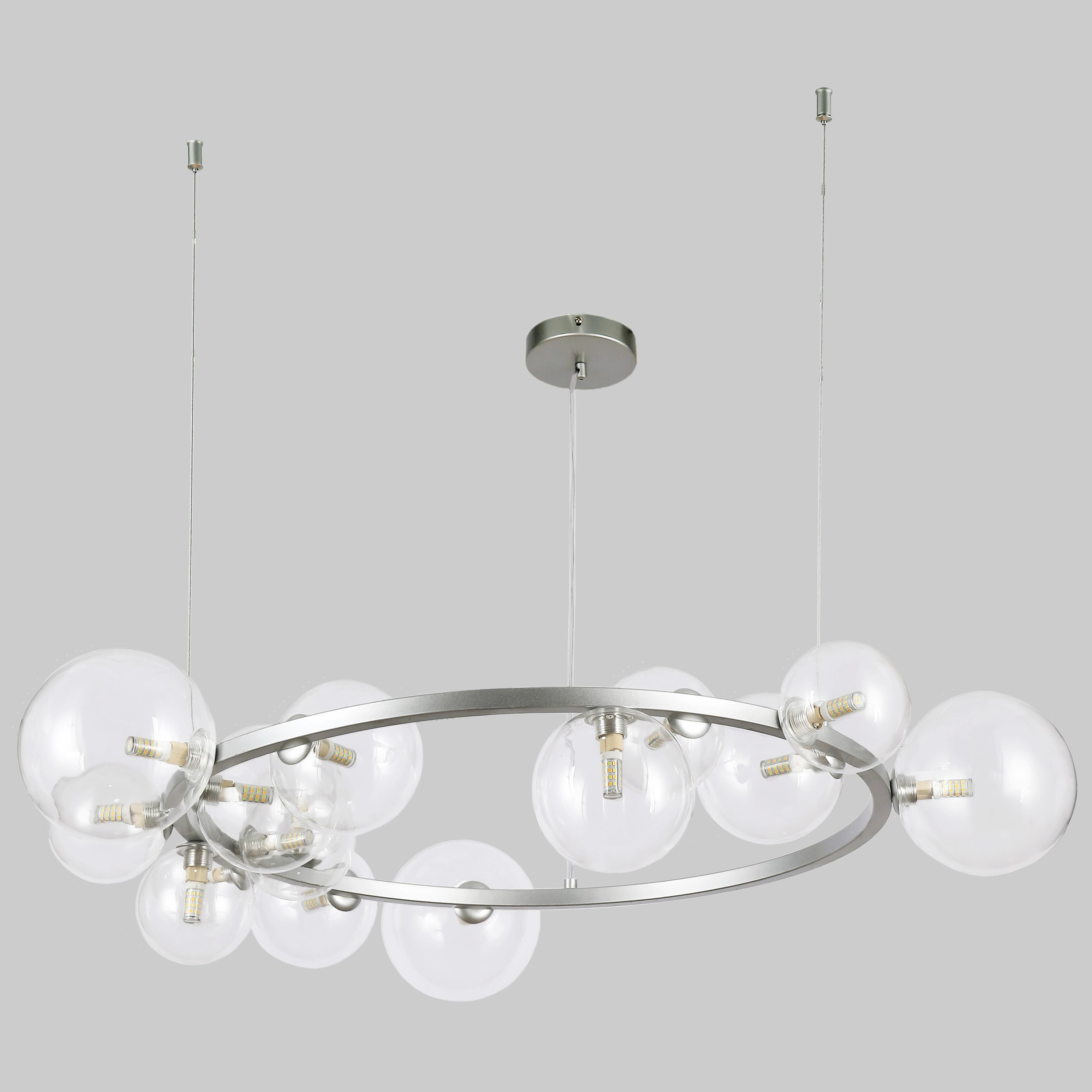 Люстра з куль на 15 ламп Bubbles 80 см Сірий (918-LP267-15 SGCH+CL)