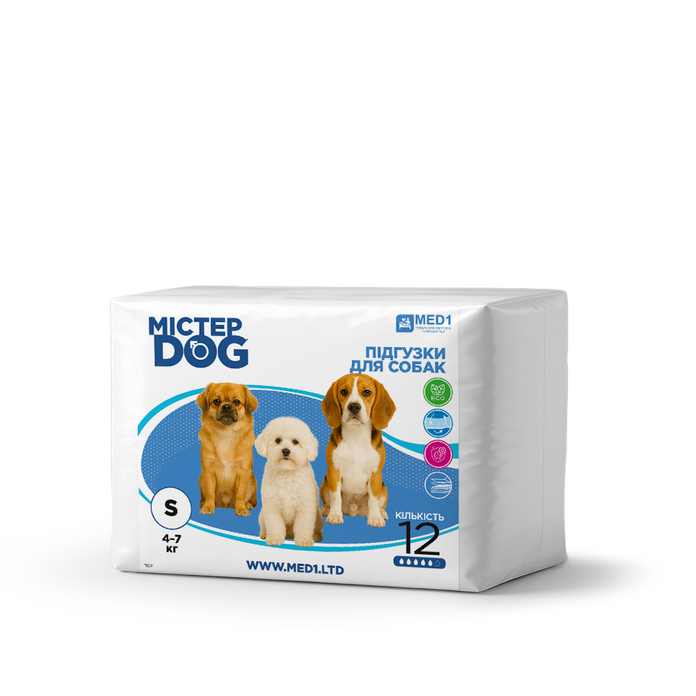 Подгузники для собак Мистер Дог S 12 шт. (MED1-MD-S)