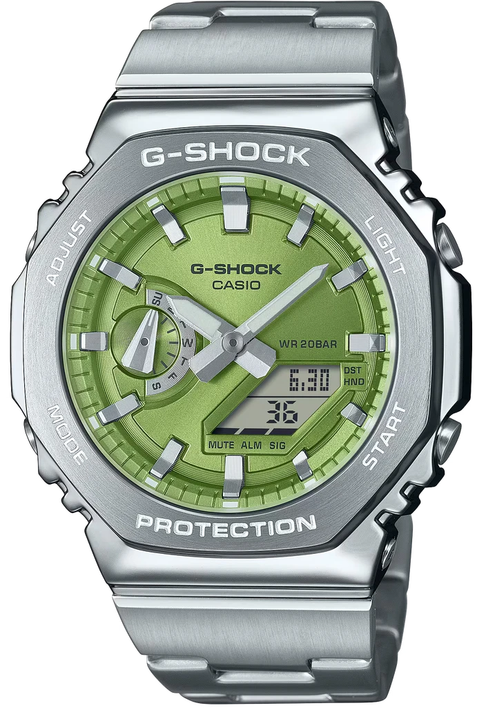 Наручные часы мужские Casio G-Shock GM-2110D-3AER ударопрочные с водозащитой 200 м Зеленый (3099560403)