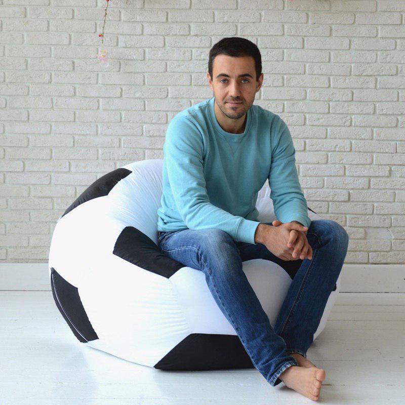 Крісло-мішок М'яч Оксфорд 70х70 см Білий із чорним (23380745) - фото 2