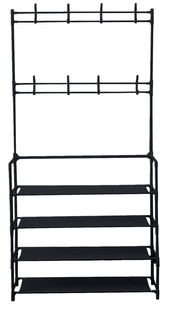 Вішалка підлогова Bonro B24 металева з 4 полицями та 8 гачками Чорний (132-76-42400501)