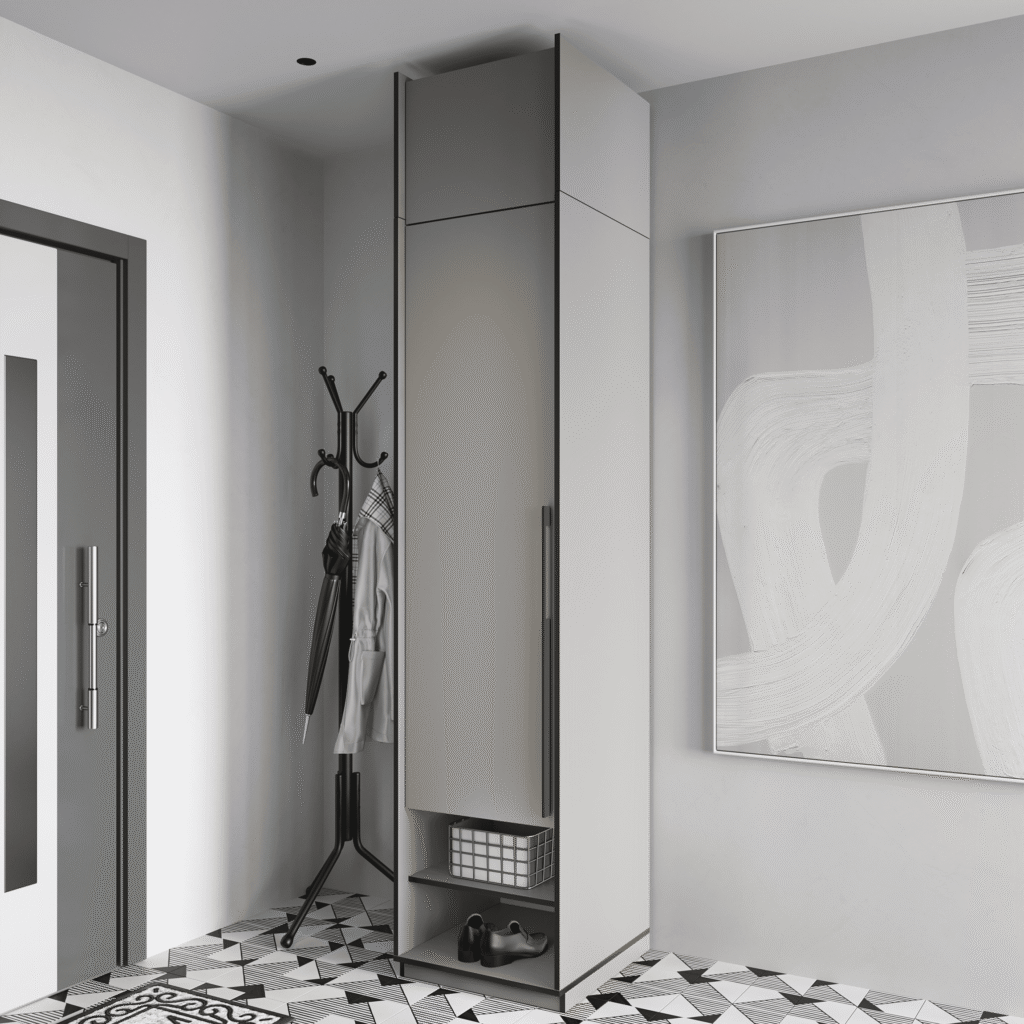 Шкаф распашный R-0002 со штангой на 1 дверцу с антресолью Кашемир (7963790007547)