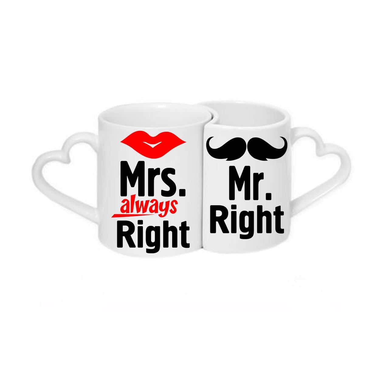 Парные чашки Mrs. always Right Mr. Right Белый (ПЧ047)