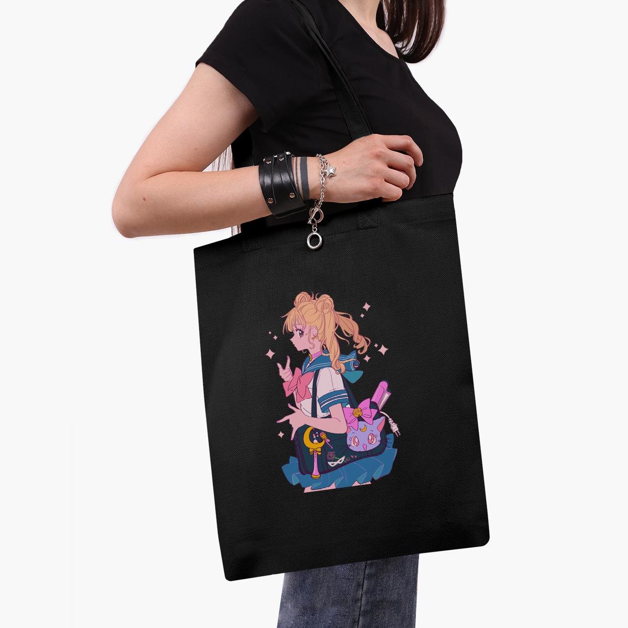 Еко сумка шоппер Sailor Moon 41x35 см Чорний (9227-2910-BK)