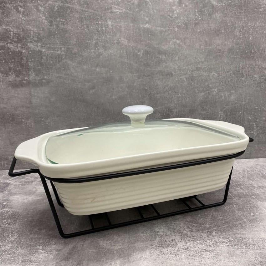 Мармит керамический Maestro прямоугольный 2,2 л с черной подставкой 34 см (MR-11360-73)