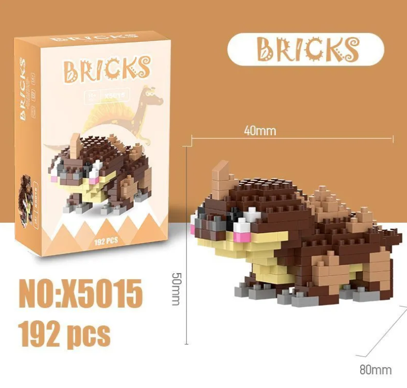 Конструктор фігурка BRICKS пікселі Динозавр 192 деталей Коричневий (X5015) - фото 2 Конструктор фігурка BRICKS пікселі Динозавр 192 деталей Коричневий (X5015) - фото 2