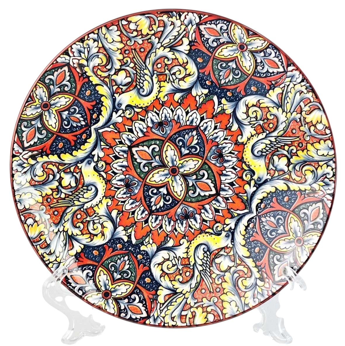 Тарелка керамическая Барвы с узорами 22x2 см Красный (OS-8030-465)