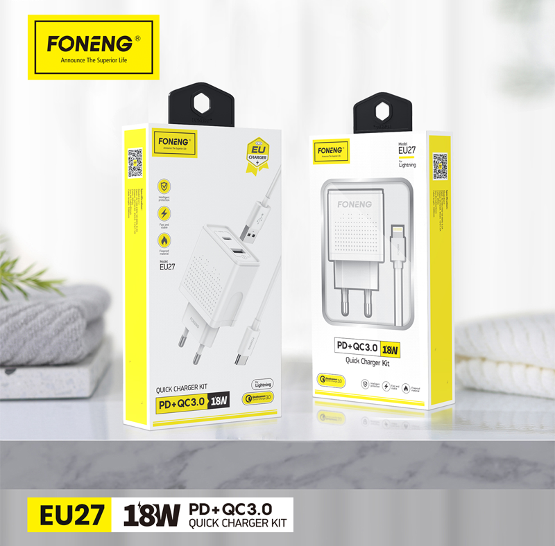 Зарядний пристрій USB/Type-C Foneng з кабелем Micro-USB (EU27M) - фото 4