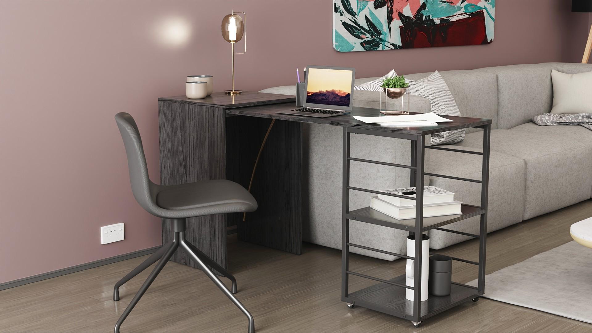 Стол-тумба трансформер Ferrum-decor Смарт 2/2 металл/ДСП 16 мм 750x1450x600 мм Черный/Бетон (FRD-105108) - фото 10