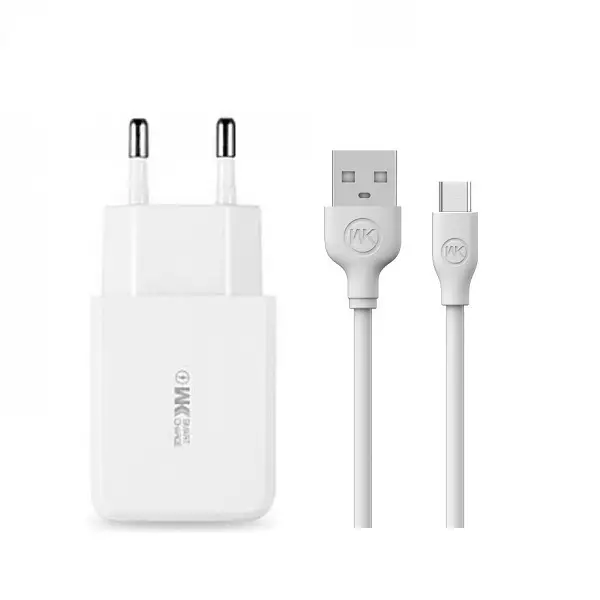 Зарядное устройство сетевое WK WP-U60а Suda 2,4 A 2USB плюс кабель Type-C 220 V EU Белый (6941027604915)