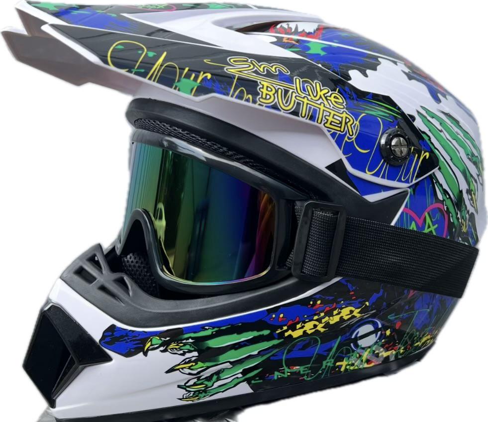 Мотошлем детский кросс-эндуро с очками XS (0056)