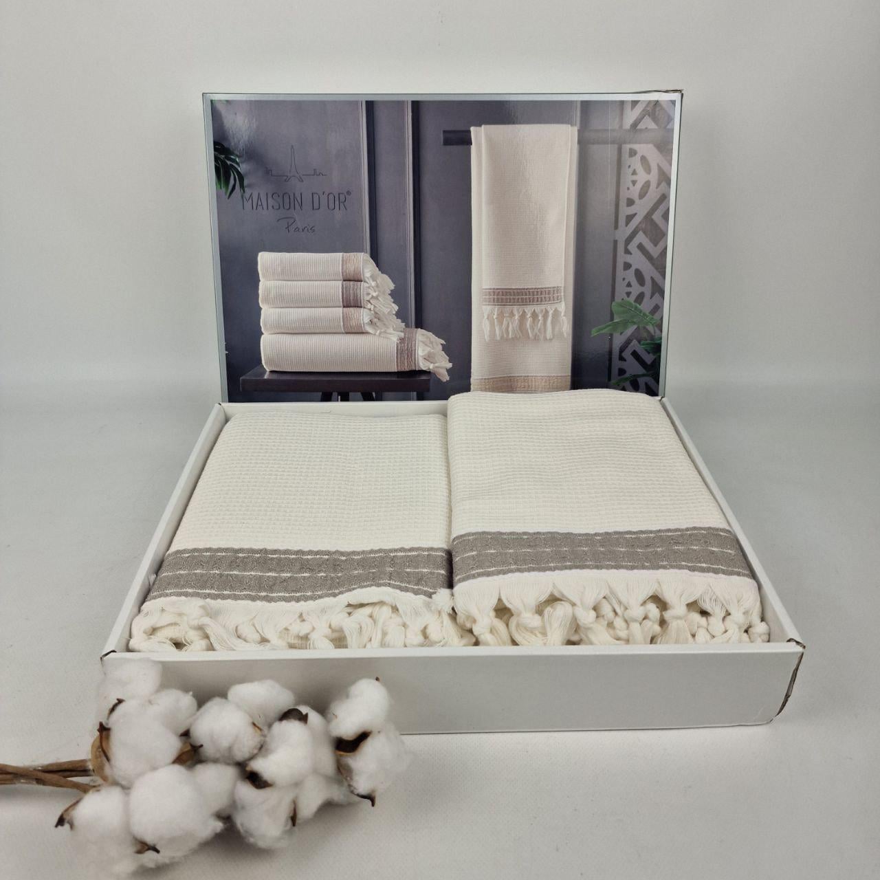 Полотенца Maison D'or Harvey 3 шт. Ecru/Grey (CN40255)