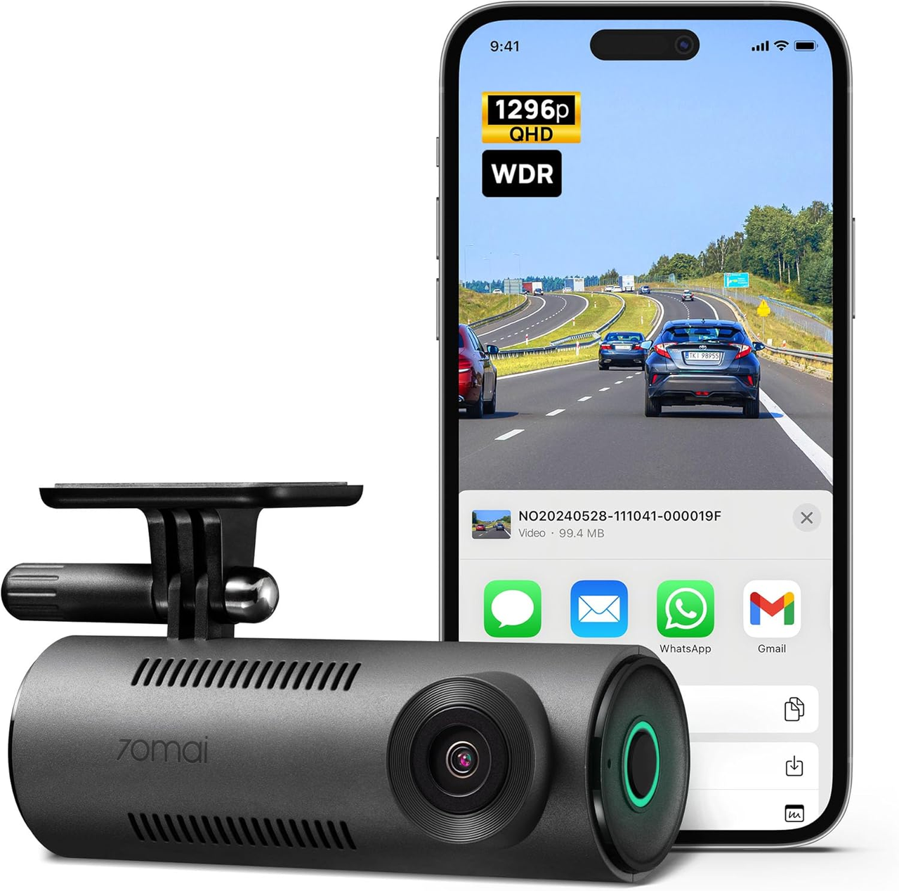 Відеореєстратор 70mai Dash Cam M310 2K 1296P QH Wi-Fi Black (3025192674)