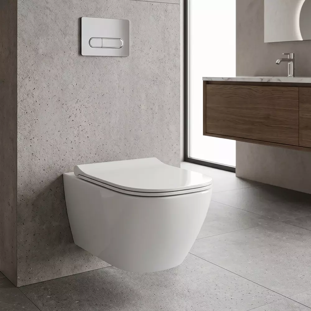 Унитаз подвесной Geberit Smyle Square 500.685.01.1 Rimfree с сиденьем Soft Close Sandwich (535594)