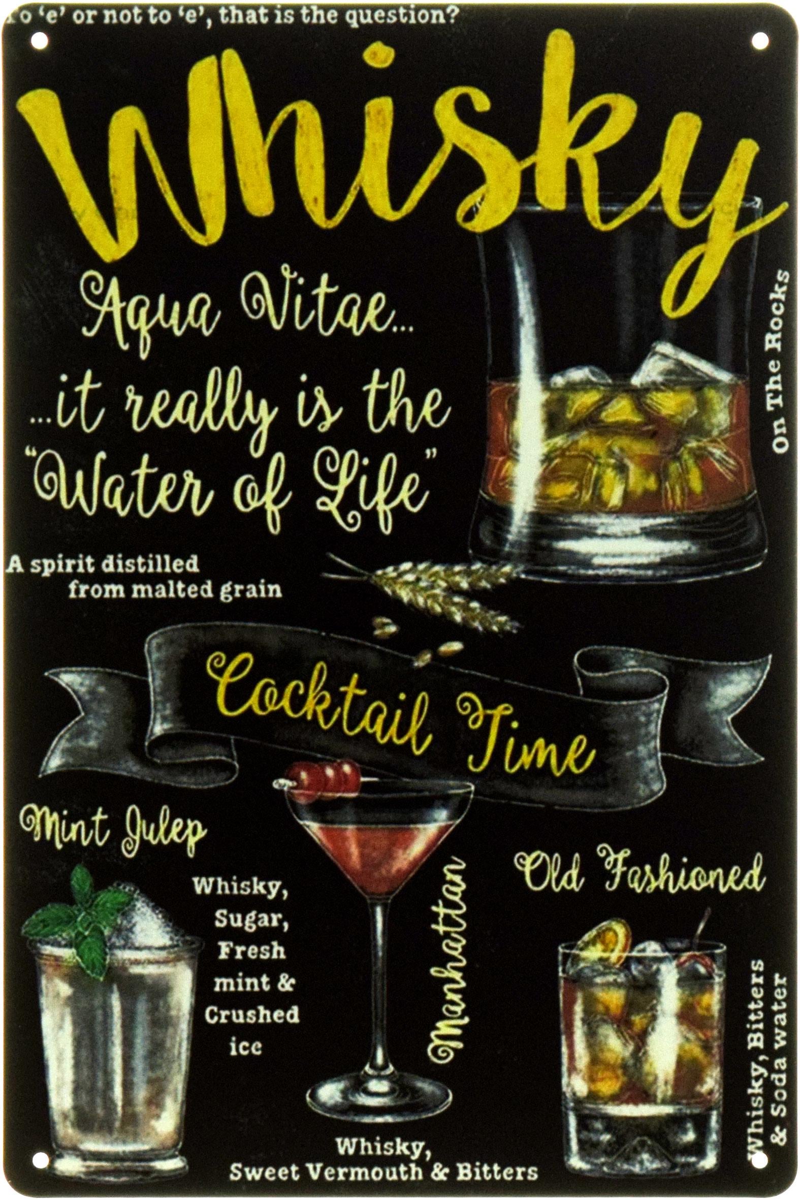 Табличка металлическая "Whisky Time" 20x30 см (ms-104513)