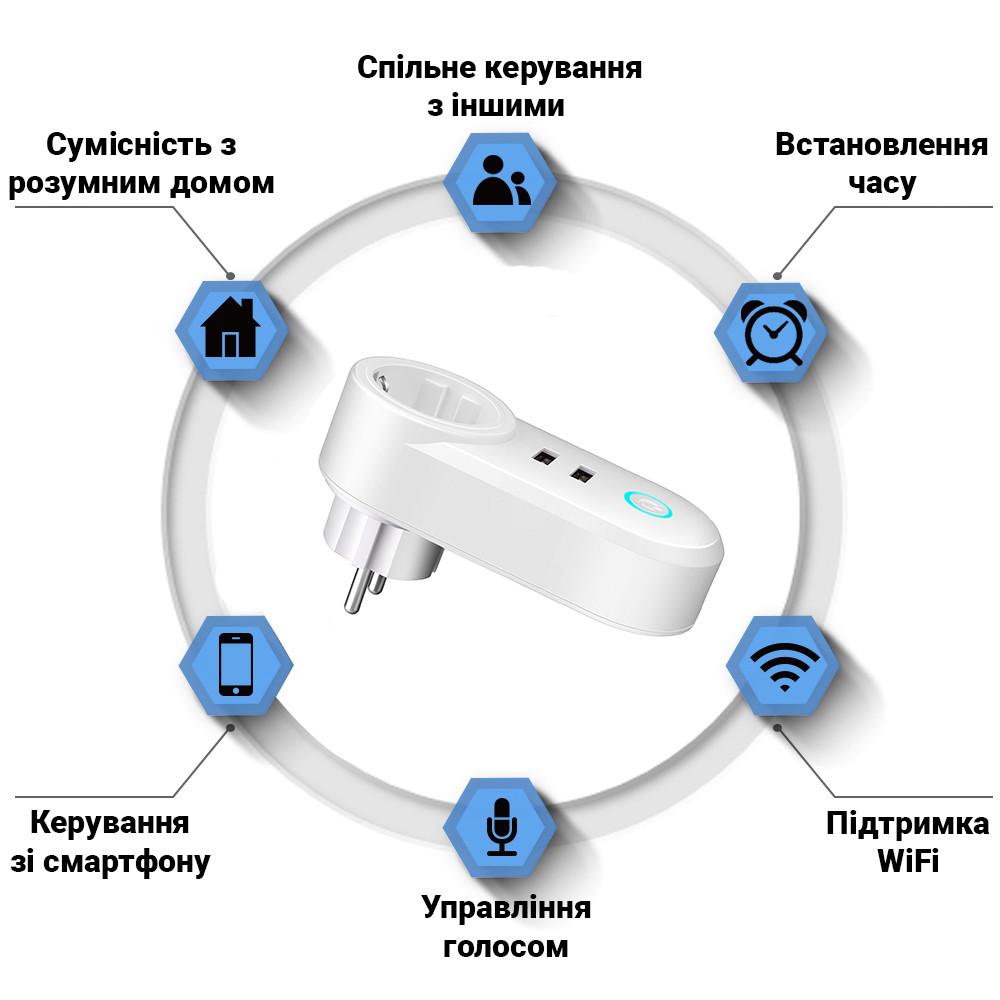 Wifi розетка розумна Digital LIon IS-02w p USB роз'ємами/16А/підтримка Tuya/Android + iOS - фото 9