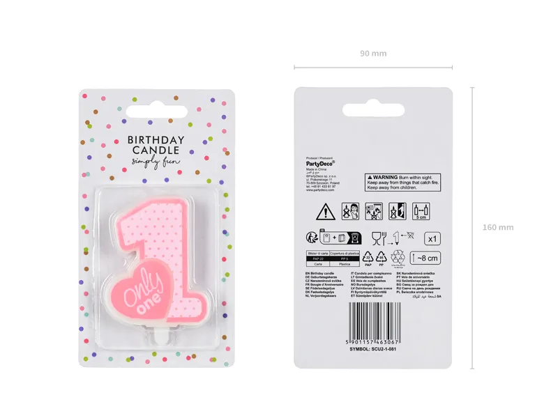 Свеча для торта Partydeco Only One 8 см Розовый (5901157463067) - фото 2 Свеча для торта Partydeco Only One 8 см Розовый (5901157463067) - фото 2