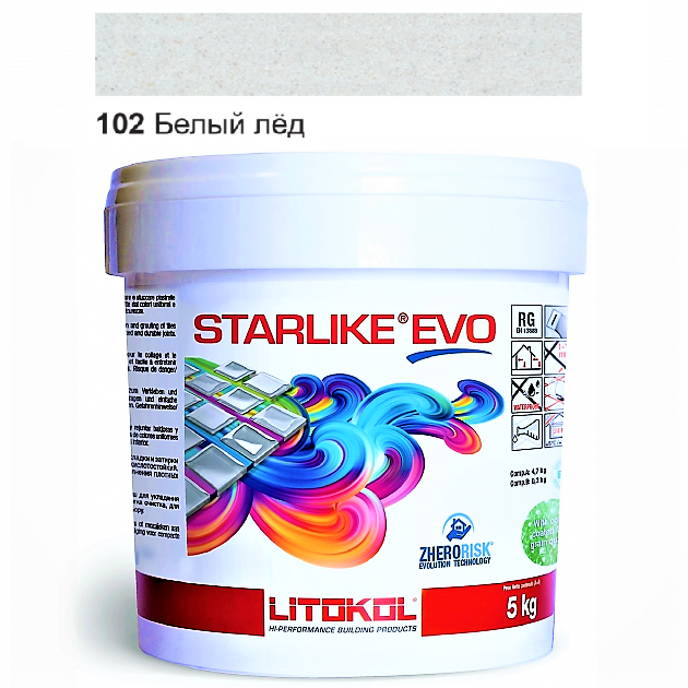 Затирка для плитки Litokol Starlike EVO 102 эпоксидная двухкомпонентная 5 кг Белый лед - фото 2