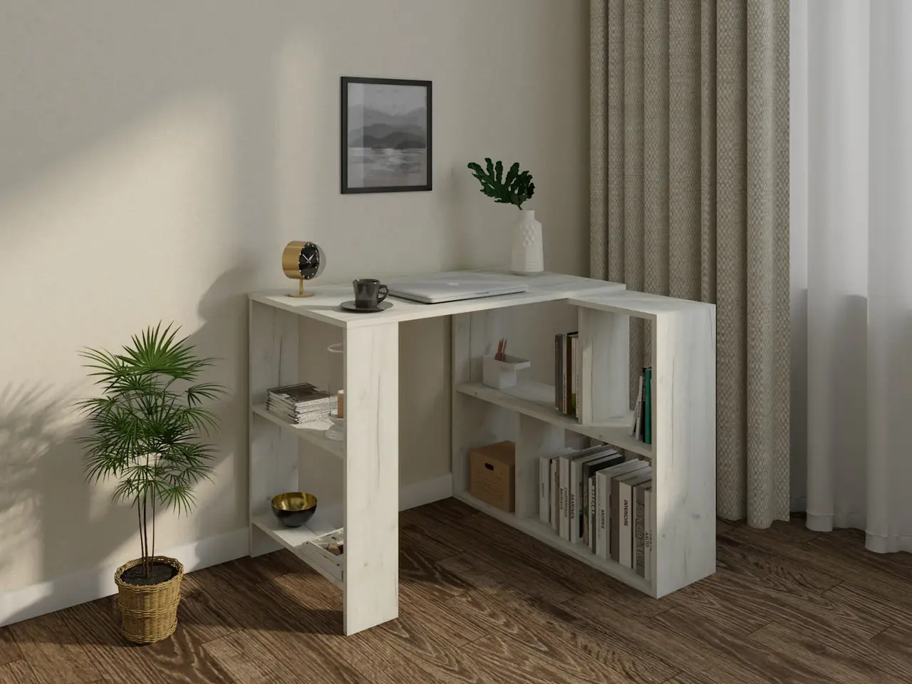 Комп'ютерний стіл IdealMebel КС-17 Крафт білий (КС-17-16) - фото 1 Комп'ютерний стіл IdealMebel КС-17 Крафт білий (КС-17-16) - фото 1