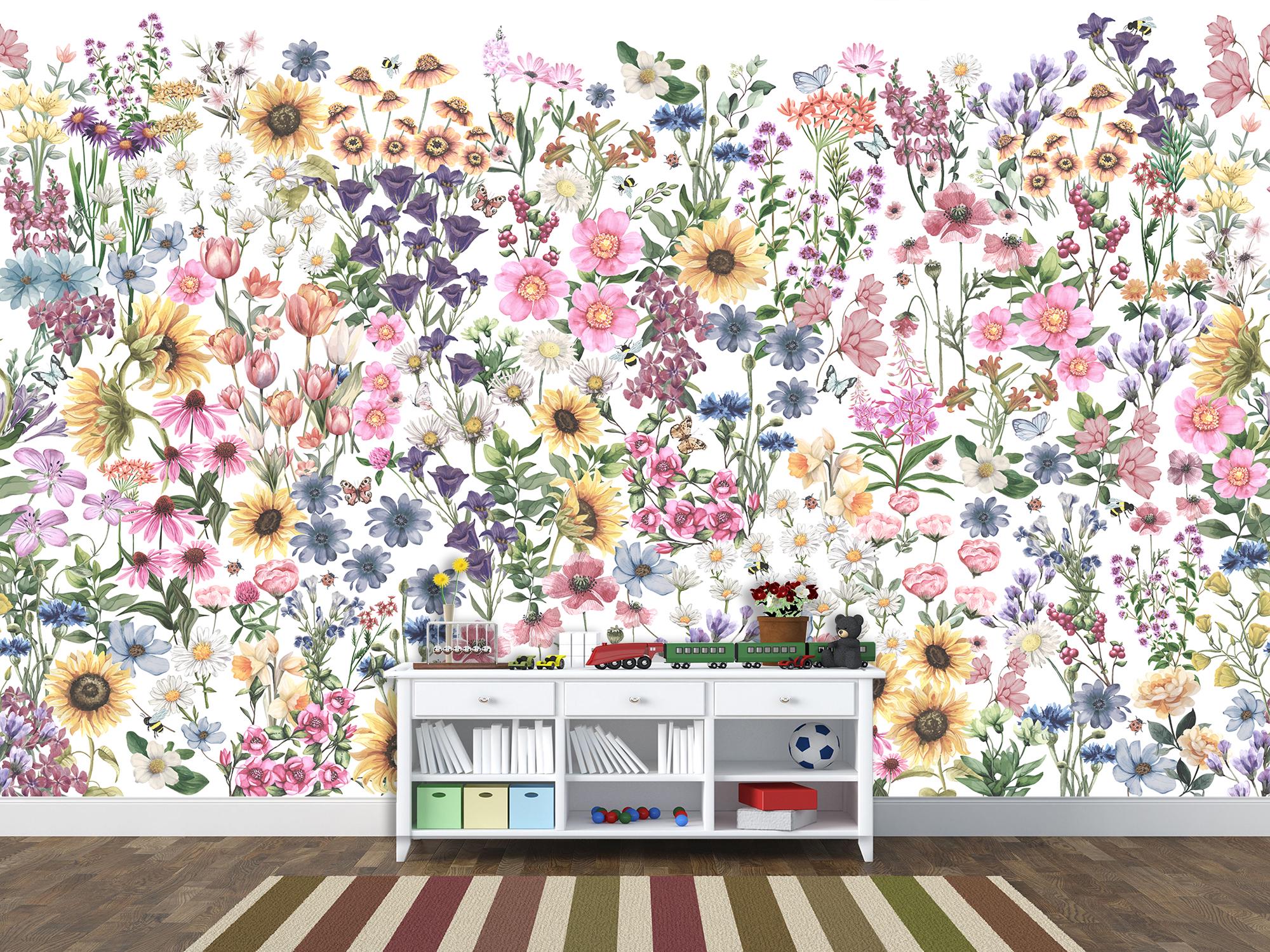 Фотообои флизелиновые Акварельные цветочные 120х180 см (S5NTR-067/2)