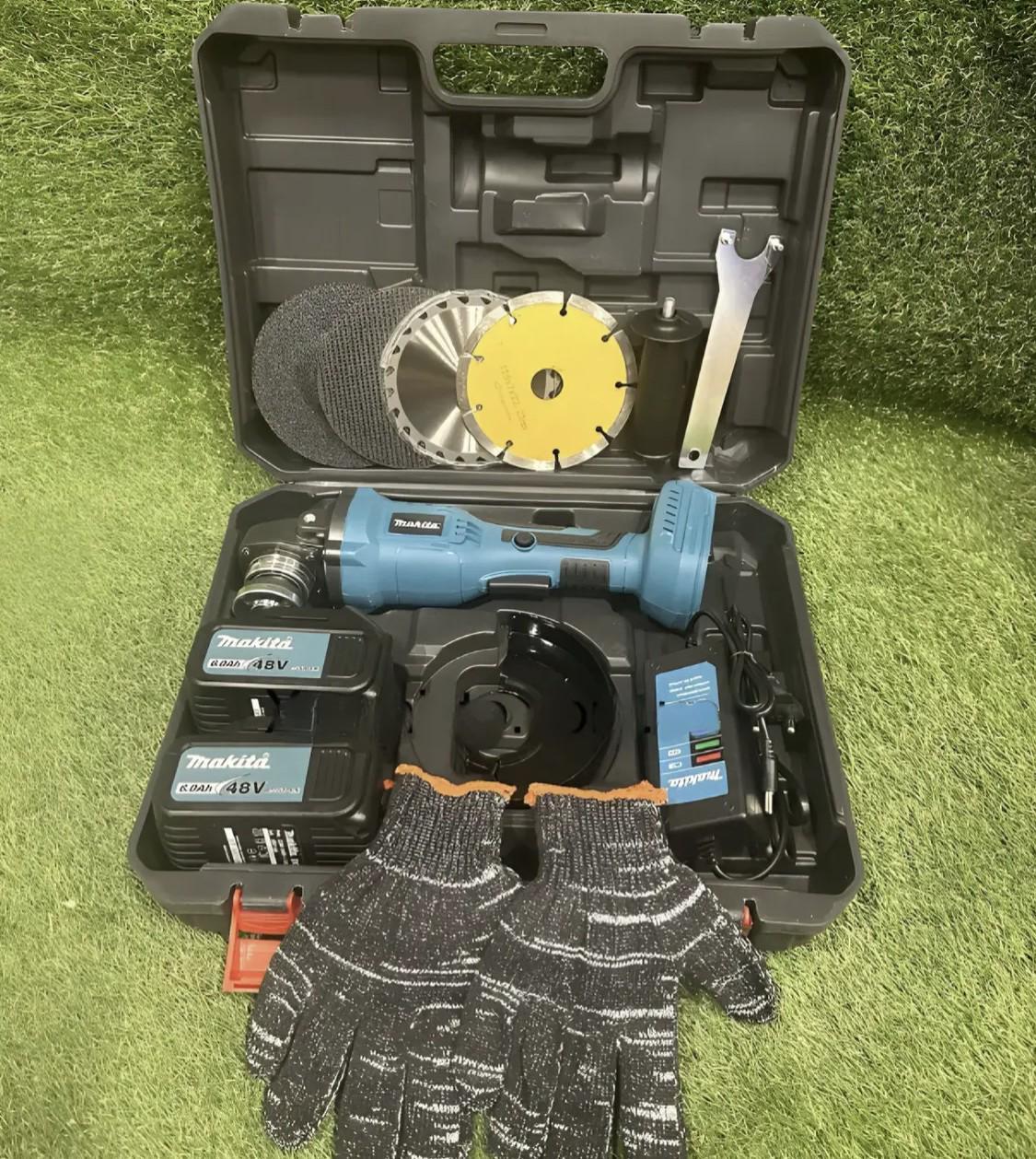 Болгарка акумуляторна кутова DGA554 48V 6 Аh безщітковий двигун комплект з 4 дисками Чорний (57)