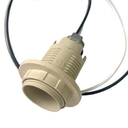 Патрон пластиковий Е14 з кільцем та кабелем Кремовий (2178851517)