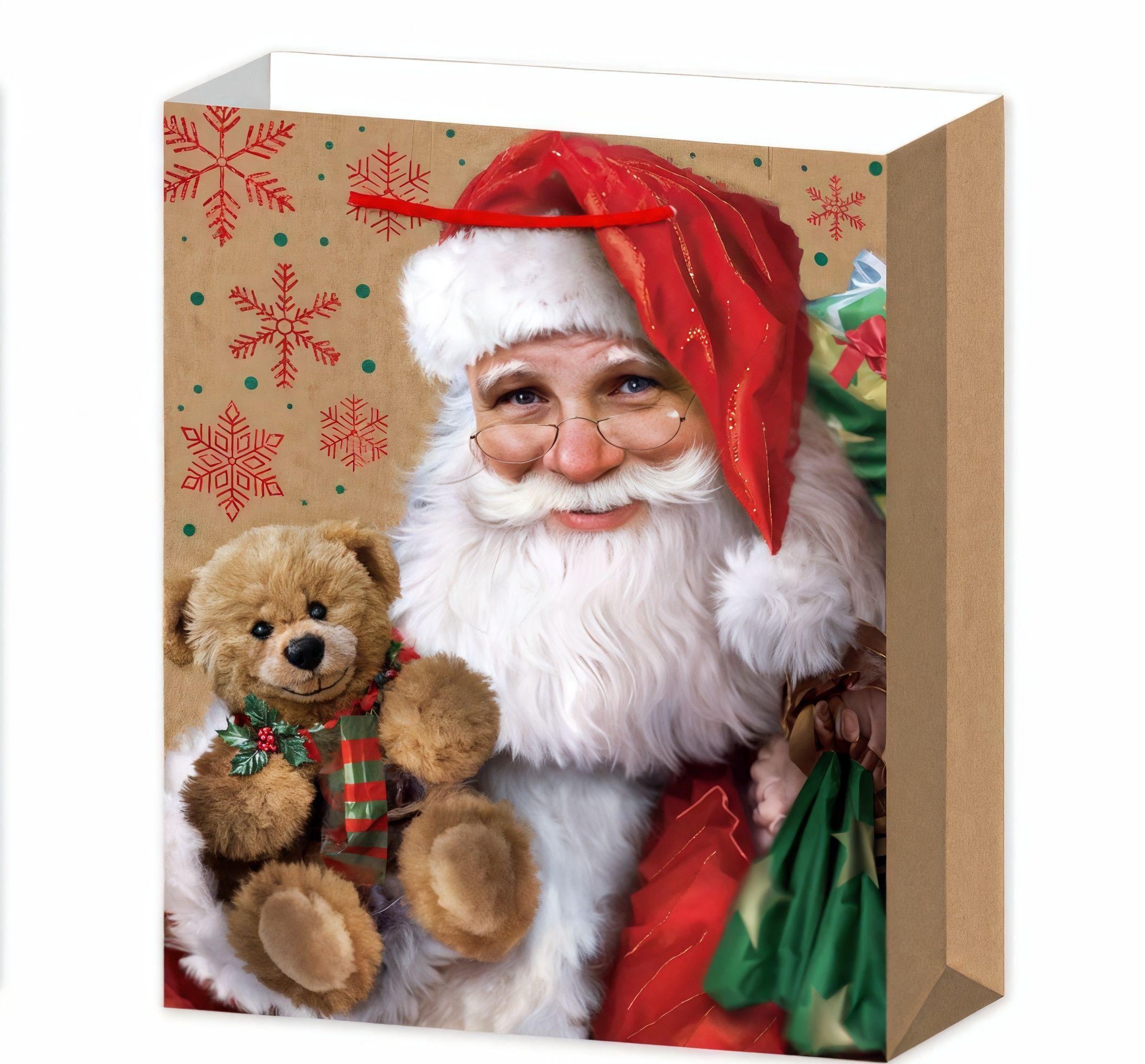 Подарочный пакет Stenson Santa R96604-S с ручками 18х23х10 см Разноцветный (25173092)