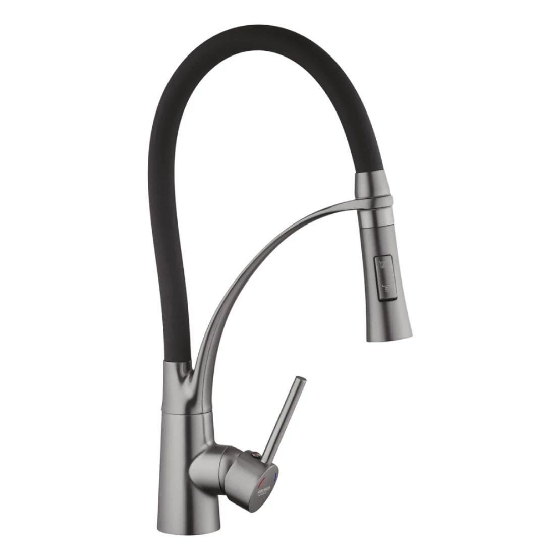 Смеситель для кухни с гибким изливом Kroner KRP Ersel GRP03393BLK Графитовый/Хром - фото 3