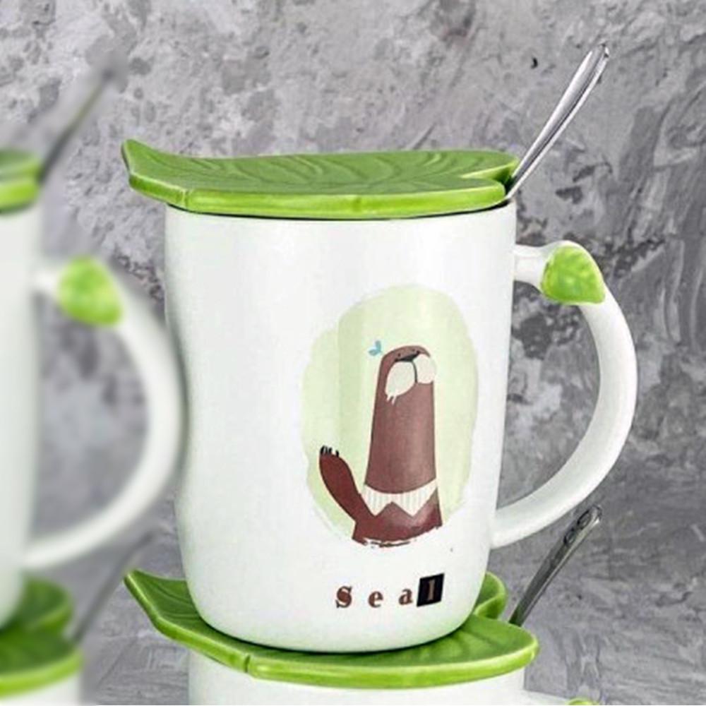 Кружка Зеленый лист/Тюлень с крышкой и ложкой 350 мл (21-тюлень-O8030-57) - фото 9 Кружка Зеленый лист/Тюлень с крышкой и ложкой 350 мл (21-тюлень-O8030-57) - фото 9