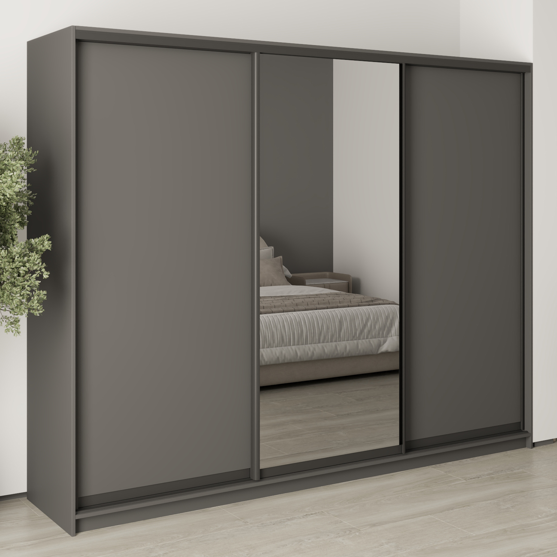 Шкаф-купе трехдверный Mebel Star Комбо BG MBS-9076 260х45х210 см Антрацит (1009065) Шкаф-купе трехдверный Mebel Star Комбо BG MBS-9076 260х45х210 см Антрацит (1009065)