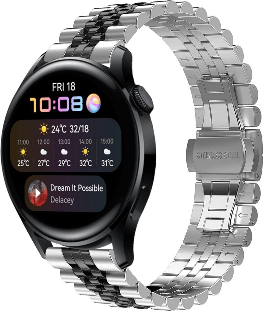 Браслет металлический Stech Line для Huawei Watch 3 Silver Black (29145-69)