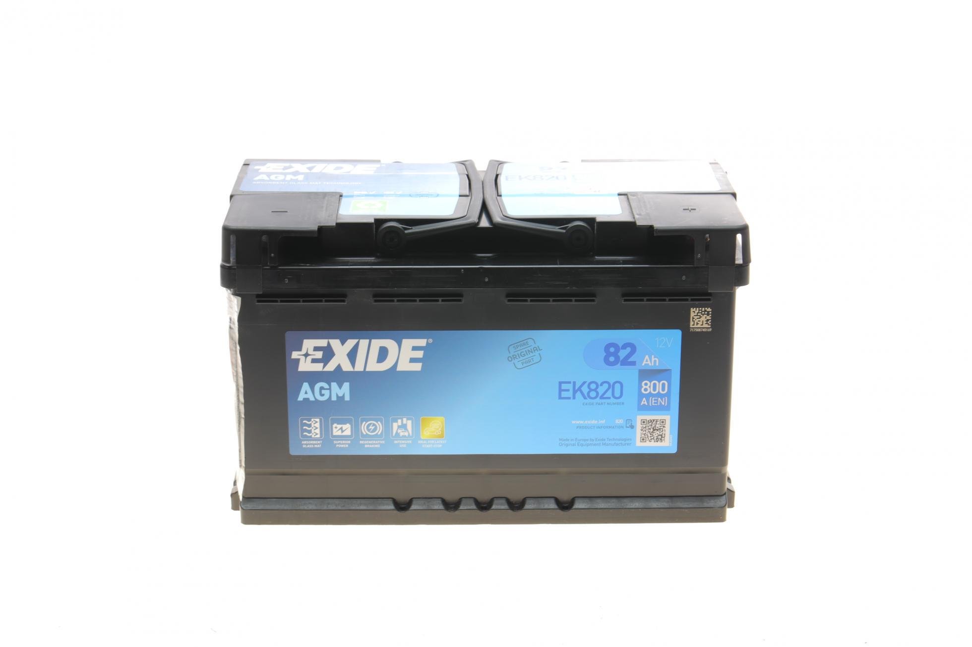 Акумулятор EXIDE AGM R EN800 82 Ah-12 V 315х175х190 мм (EA852)
