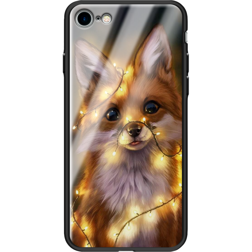 Чехол BoxFace Apple iPhone 7/8 SE  2020 Рождественская лиса Черный силикон со стеклом (26205-up2399-37543)