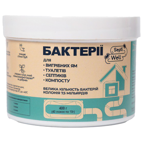 Бактерии для выгребных ям и септиков SeptiWell порошок с мерной ложкой 400 г (11729) - фото 1 Бактерии для выгребных ям и септиков SeptiWell порошок с мерной ложкой 400 г (11729) - фото 1
