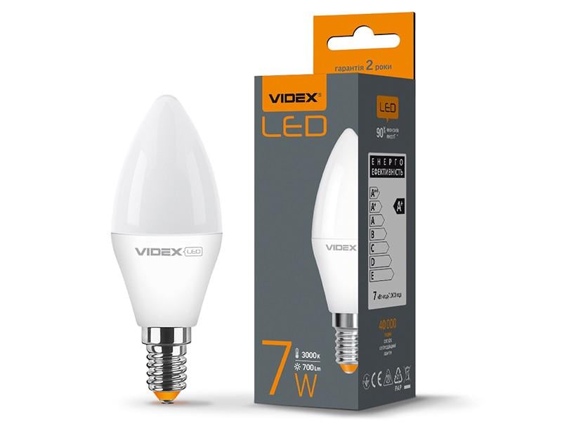 Світлодіодна лампа Videx C37e 7W E14 3000K 220 V (VL-C37e-07143)