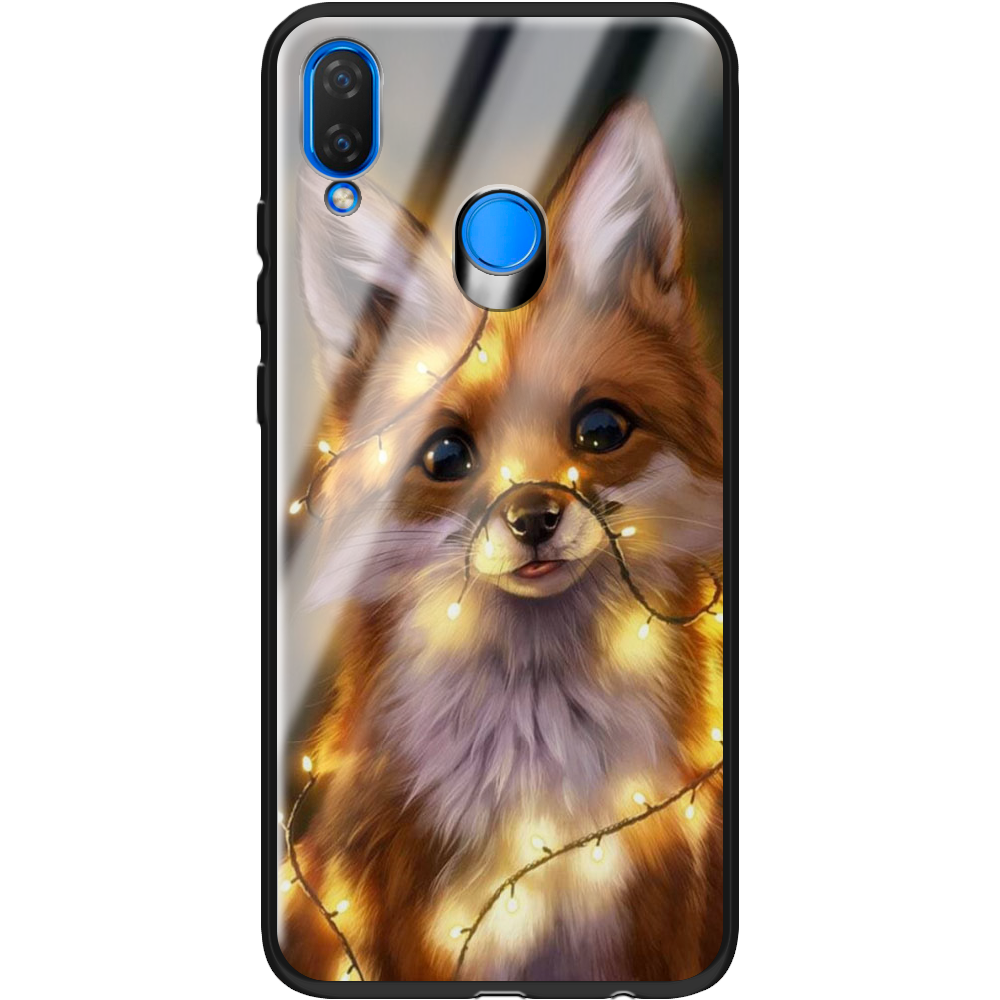 Чехол Boxface Huawei P Smart Plus Рождественская лиса Черный силикон со стеклом (34912-up2399-37724)