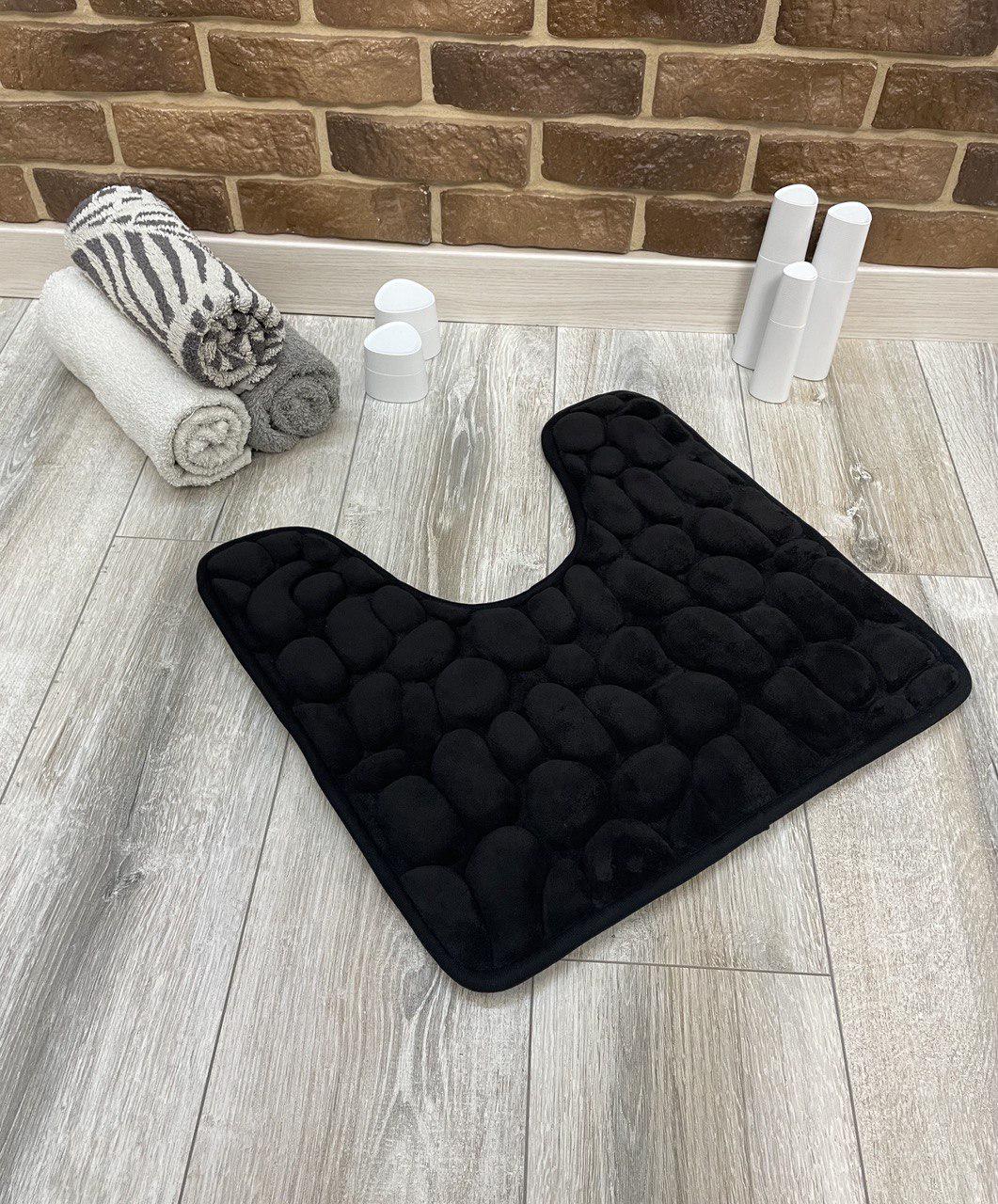 Набор ковриков в ванную и туалет Stone Premium Memory Foam 2в1 80х50/60х50 см Чёрный (NKS0004) - фото 5 Набор ковриков в ванную и туалет Stone Premium Memory Foam 2в1 80х50/60х50 см Чёрный (NKS0004) - фото 5