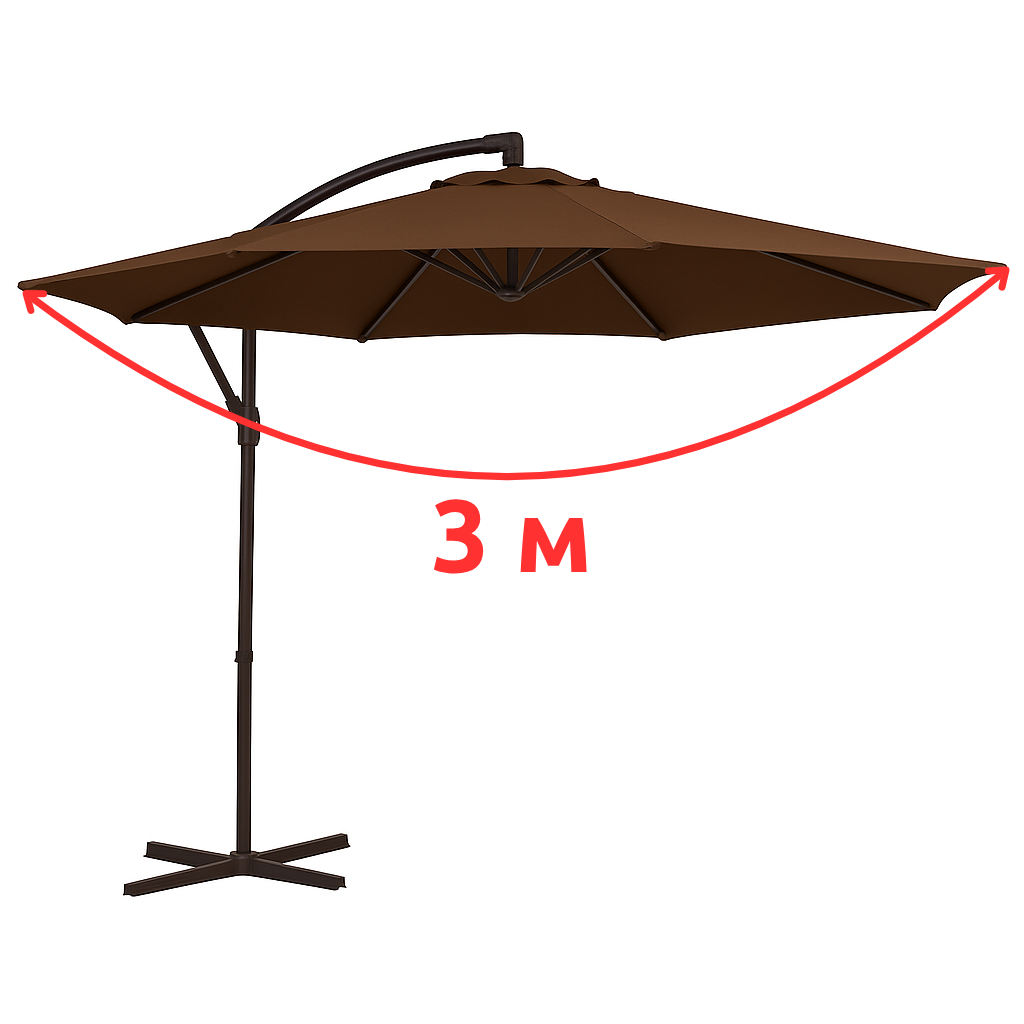 Садова парасолька WCG з поліестеру 160G сталевою рамою регульований кут нахилу з чохлом 3 м Коричневий (W-7011BR1) - фото 11