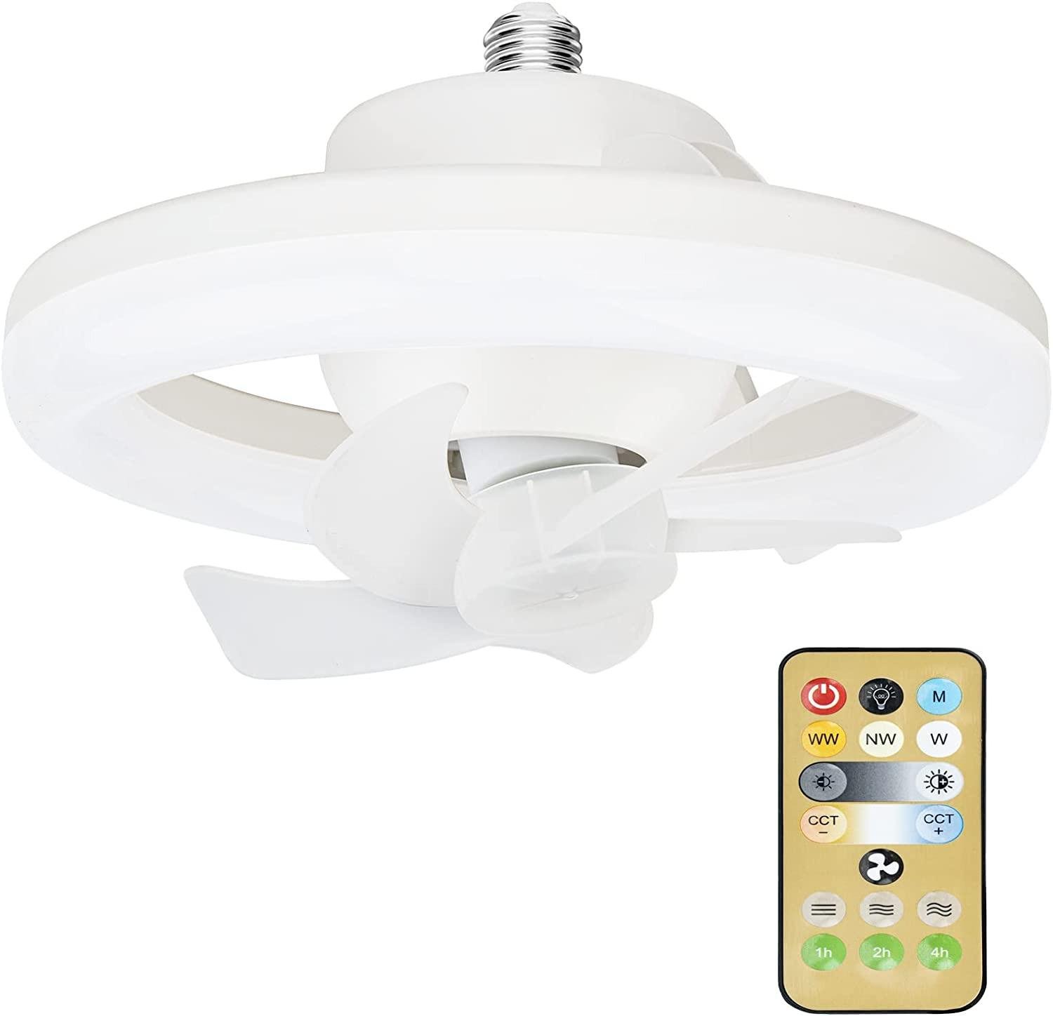 Лампа-вентилятор 2835RGB E27 с RGB подсветкой и пультом White (CHP-008)
