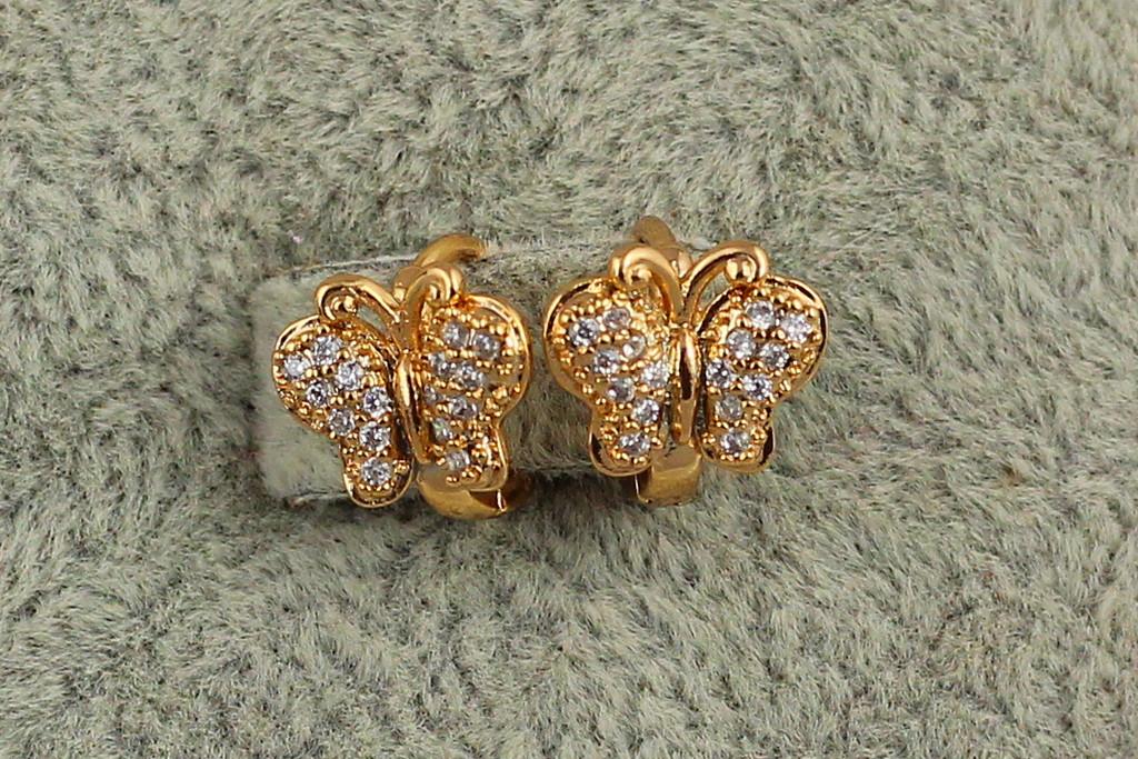 Серьги детские Xuping Jewelry Мотылек 1 см Золотистый