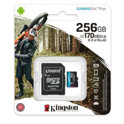 Карта памяти Kingston 256 GB A2 V30 microSDXC W-90 МБ/с R-170MB/s с SD-адаптер