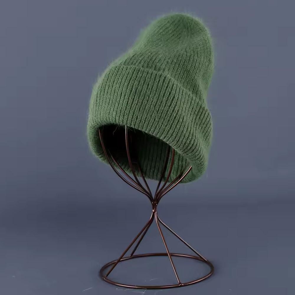 Шапка женская зимняя из ангорки Оливковый (TA0086_4) - фото 2