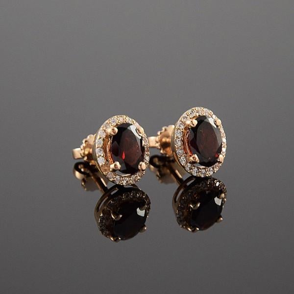 Сережки з червоного золота з гранатами (1619981076)