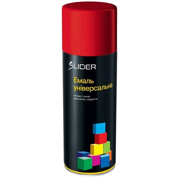 Емаль універсальна аерозоль SLIDER Color глянсова 400 мл Червоний RAL 3020 Емаль універсальна аерозоль SLIDER Color глянсова 400 мл Червоний RAL 3020
