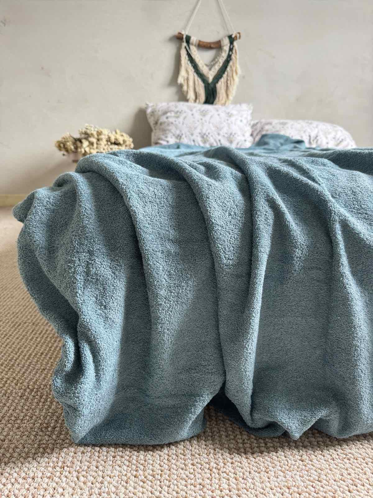 Простынь-покрывало махровое ZEINTEX MADEIRA хлопковое 150х220 см Бирюзовый (26970741) - фото 8